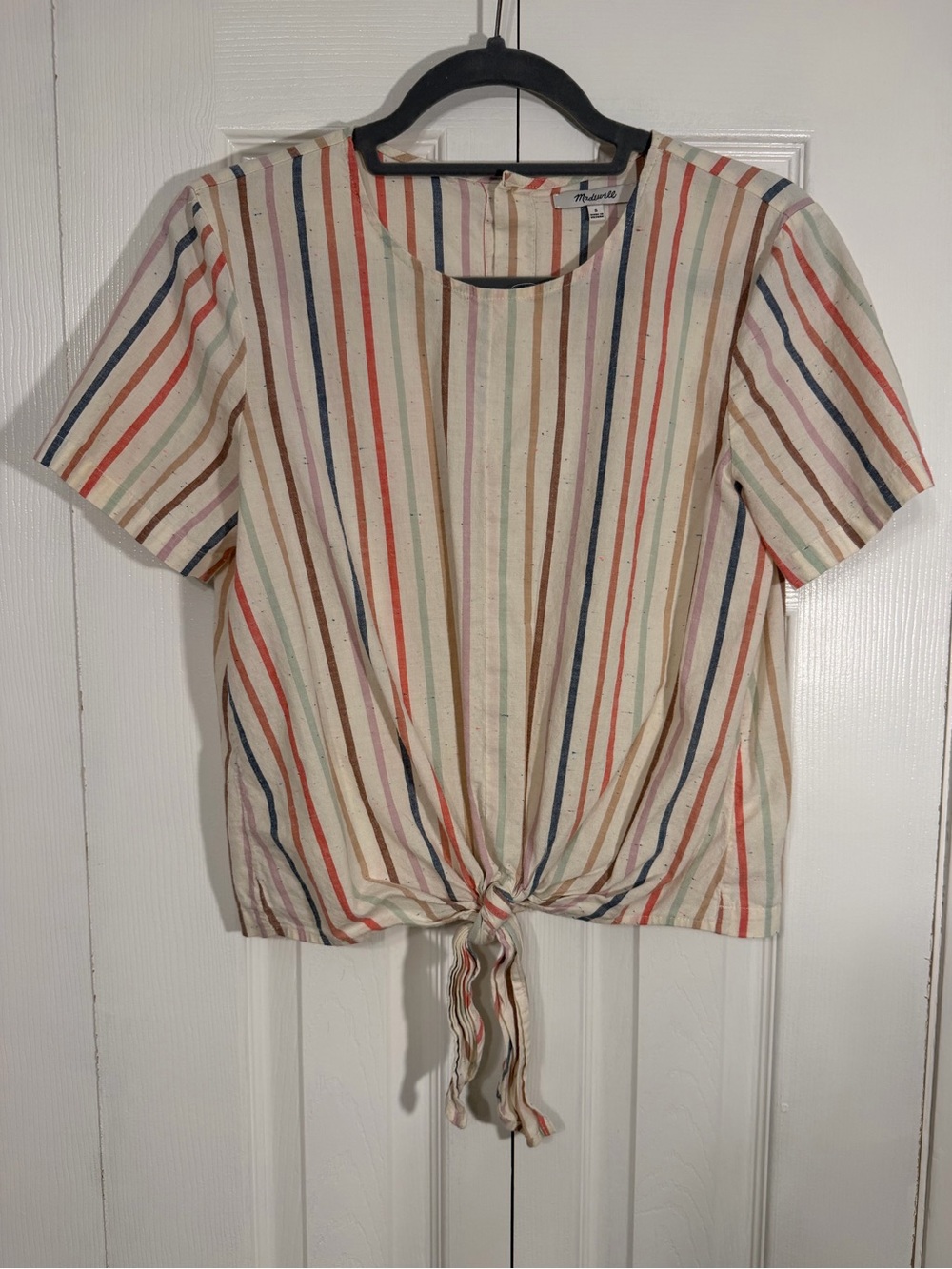 Madewell Striped Tie Front Top S Multicolor